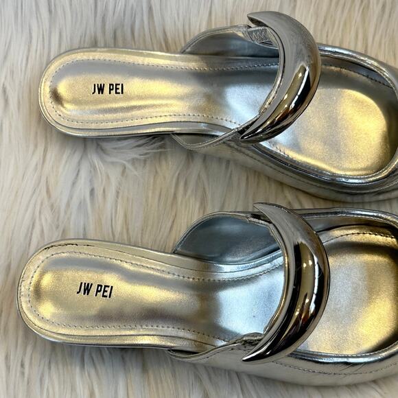 JW PEI Helena Pierced Mules Vegan Leather Slip On Pointed Toe Kitten Heel Shoes - Picture 10 of 14